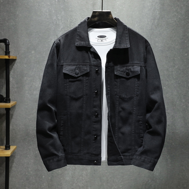 Fehér férfi denim dzseki – koreai stílus, slim fit, hétköznapi