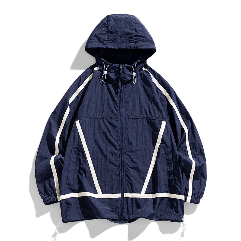 Muška oversize jakna za zaštitu od sunca, lagana ljetna jakna od ice silk materijala, kapuljača, zip, za ribolov i svakodnevno nošenje