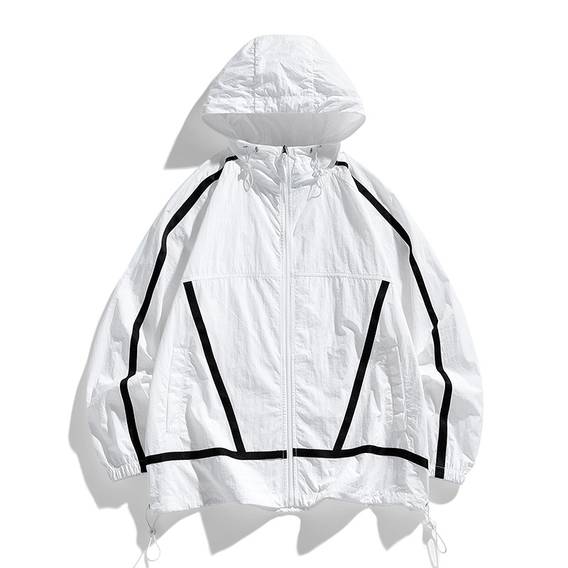 Muška oversize jakna za zaštitu od sunca, lagana ljetna jakna od ice silk materijala, kapuljača, zip, za ribolov i svakodnevno nošenje