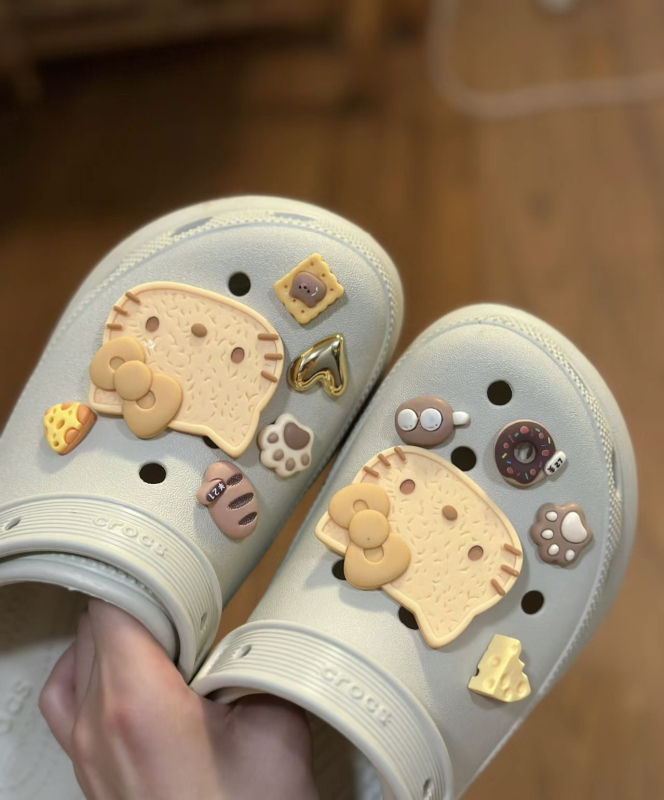 Odvojiva 3D dekorativna kopča za cipele Crocs-stila, Hello Kitty dizajn s havajskim cvijetom, DIY ukras gornjeg dijela