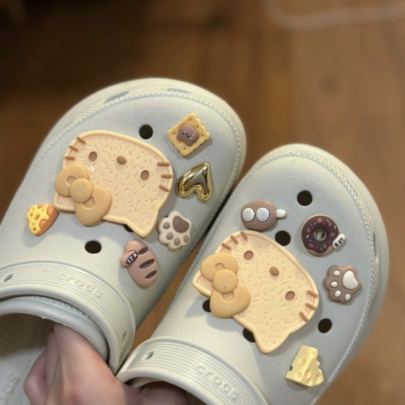 Odvojiva 3D dekorativna kopča za cipele Crocs-stila, Hello Kitty dizajn s havajskim cvijetom, DIY ukras gornjeg dijela