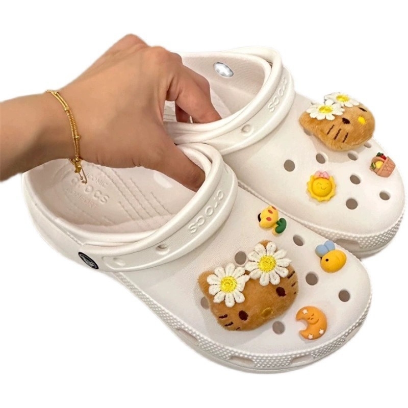 Odvojiva 3D dekorativna kopča za cipele Crocs-stila, Hello Kitty dizajn s havajskim cvijetom, DIY ukras gornjeg dijela