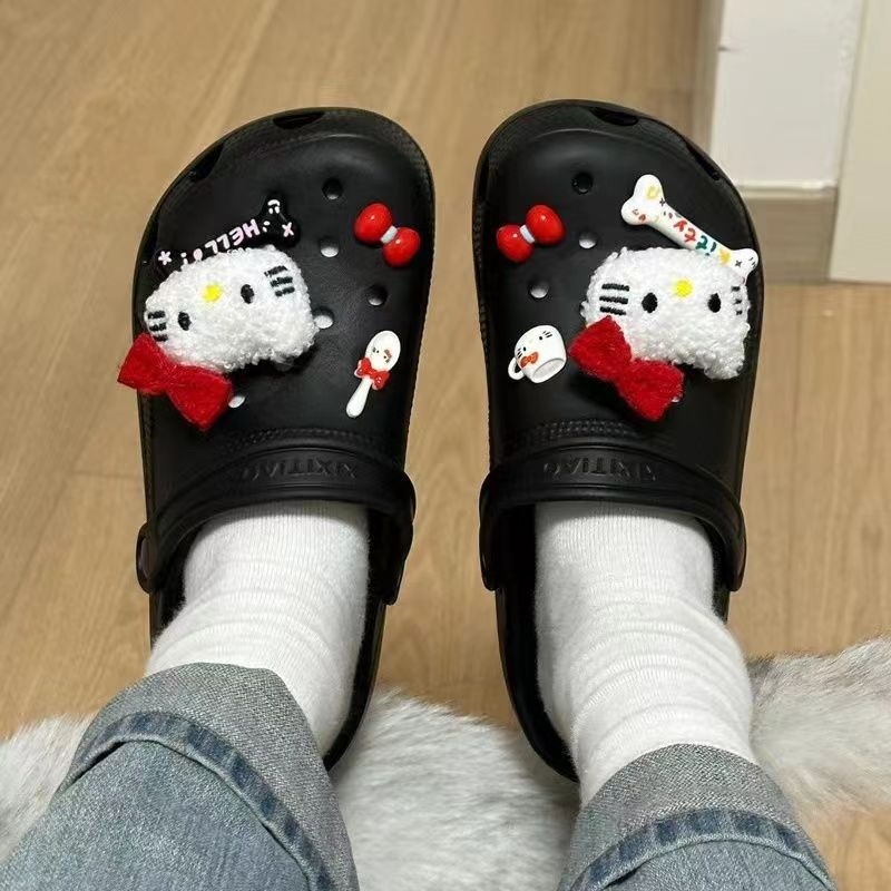 Odvojiva 3D dekorativna kopča za cipele Crocs-stila, Hello Kitty dizajn s havajskim cvijetom, DIY ukras gornjeg dijela