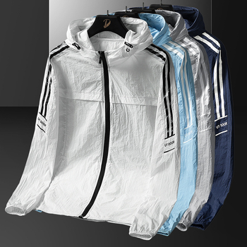 Muška jakna s UV zaštitom, kapuljačom, ultra-tanka i prozračna ice silk, za ljeto i sport