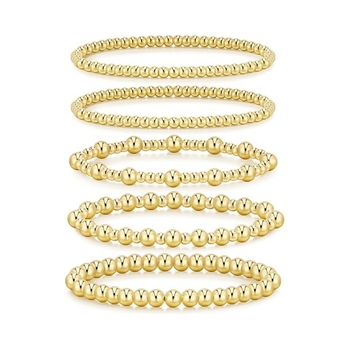 Ženski elastični set narukvica s kuglicama promjera 3–4–5–6 mm, zlatne i srebrne Ccb kuglice, lagani luksuzni stil