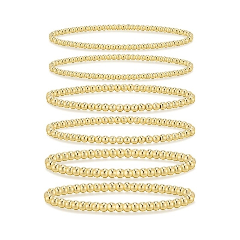 Ženski elastični set narukvica s kuglicama promjera 3–4–5–6 mm, zlatne i srebrne Ccb kuglice, lagani luksuzni stil