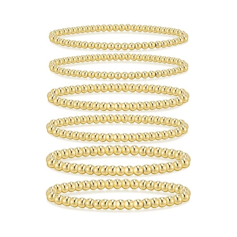 Ženski elastični set narukvica s kuglicama promjera 3–4–5–6 mm, zlatne i srebrne Ccb kuglice, lagani luksuzni stil