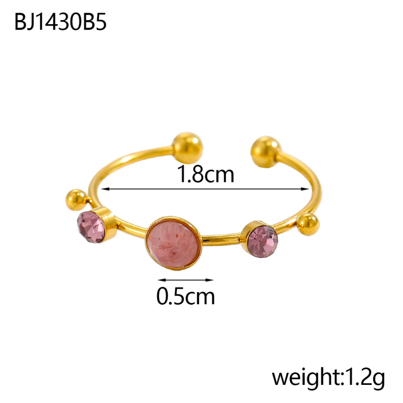 Jedinstveni prsten s šarenim kamenjem od nehrđajućeg čelika, elektroplatiranje — ženski moderni nakit