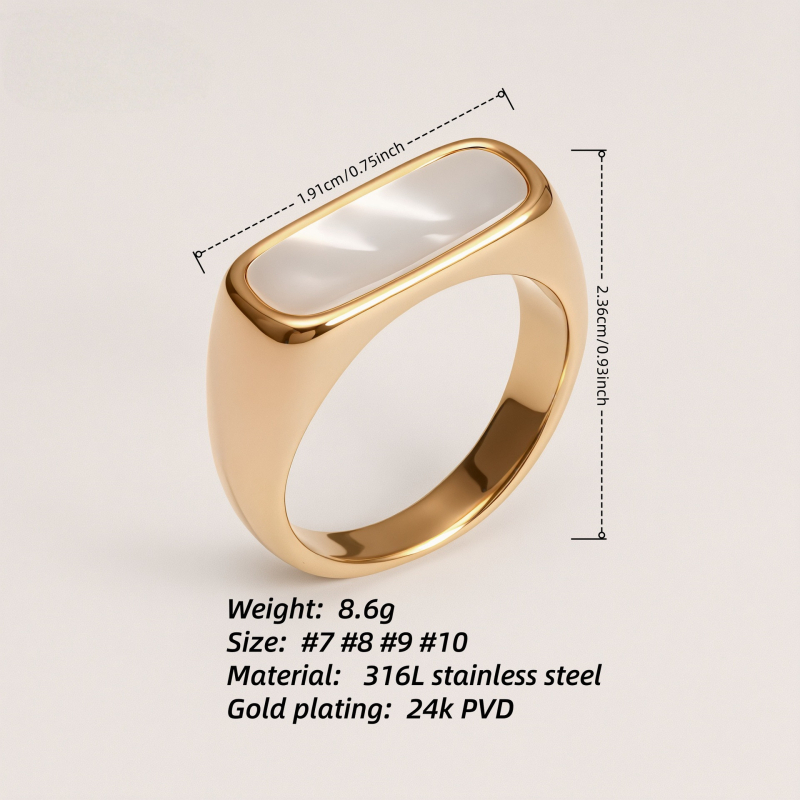 Ženski prsten od nehrđajućeg čelika 316L s prirodnim bisernim završetkom, retro minimalistički geometrijski dizajn, originalni stil, veličine 7–10