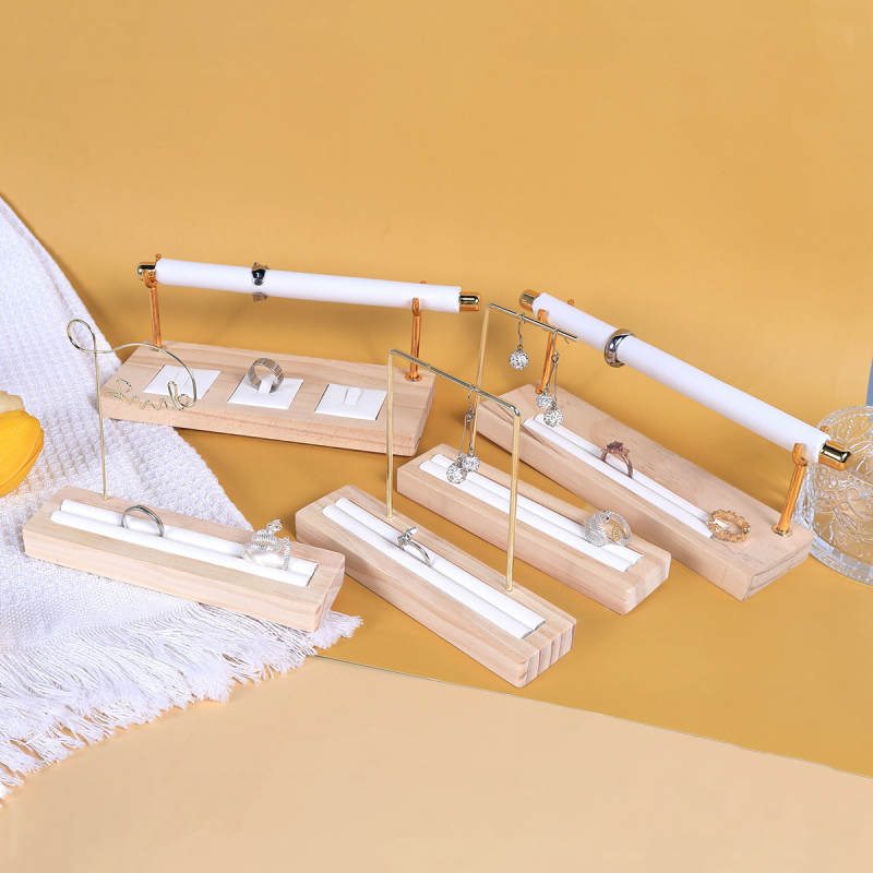 Raft de prezentare bijuterii din lemn masiv și metal, stil minimalist