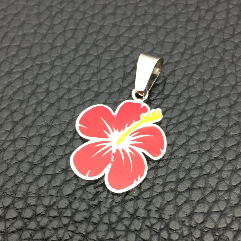 Ogrlica s hibiskusovim cvijetom, crvene kapljice ulja, havajskog stila, unisex