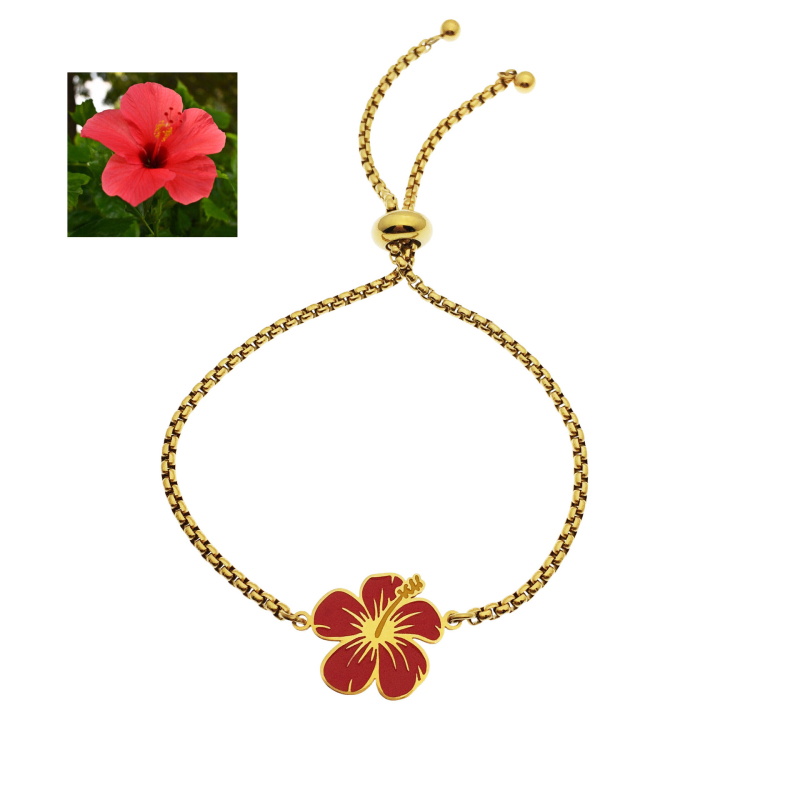 Ogrlica s hibiskusovim cvijetom, crvene kapljice ulja, havajskog stila, unisex