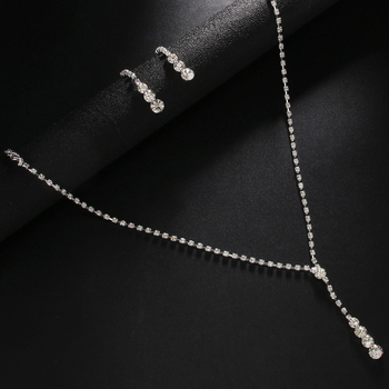 Elegantni set ogrlice i naušnica s blistavim lancem od kristala, visokokvalitetni dojam, za vjenčanje i večernje kombinacije