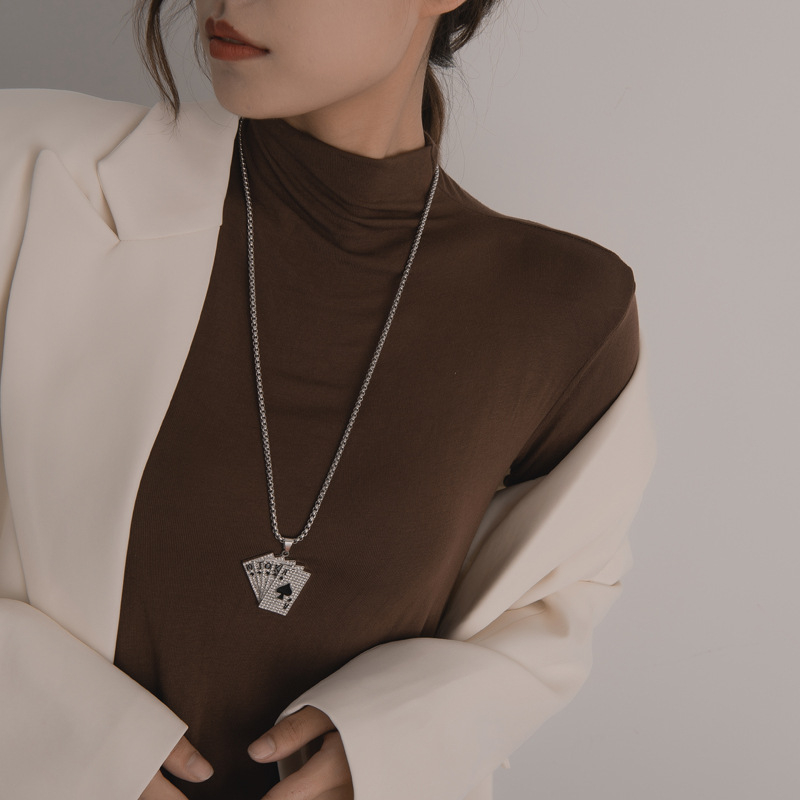 Ogrlica od titanskog čelika sa slovom M, unisex, duga podesiva lančana ogrlica, geometrijski stil