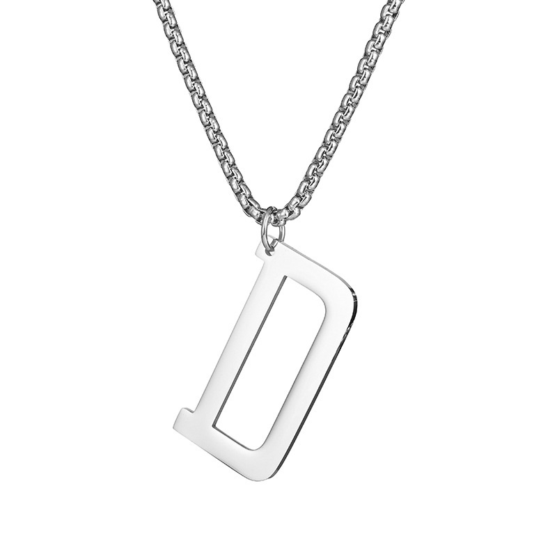 Ogrlica od titanskog čelika sa slovom M, unisex, duga podesiva lančana ogrlica, geometrijski stil