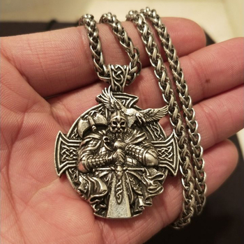 Vikinški Odin privjesak – ogrlica s motivom križa i vrane, nordijski stil, unisex