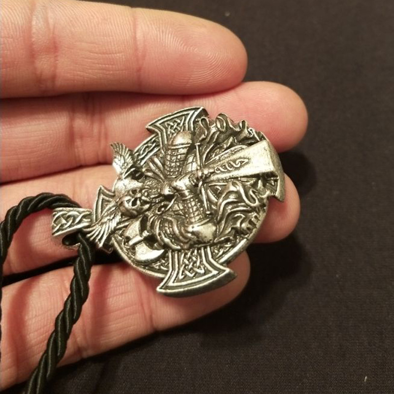 Vikinški Odin privjesak – ogrlica s motivom križa i vrane, nordijski stil, unisex