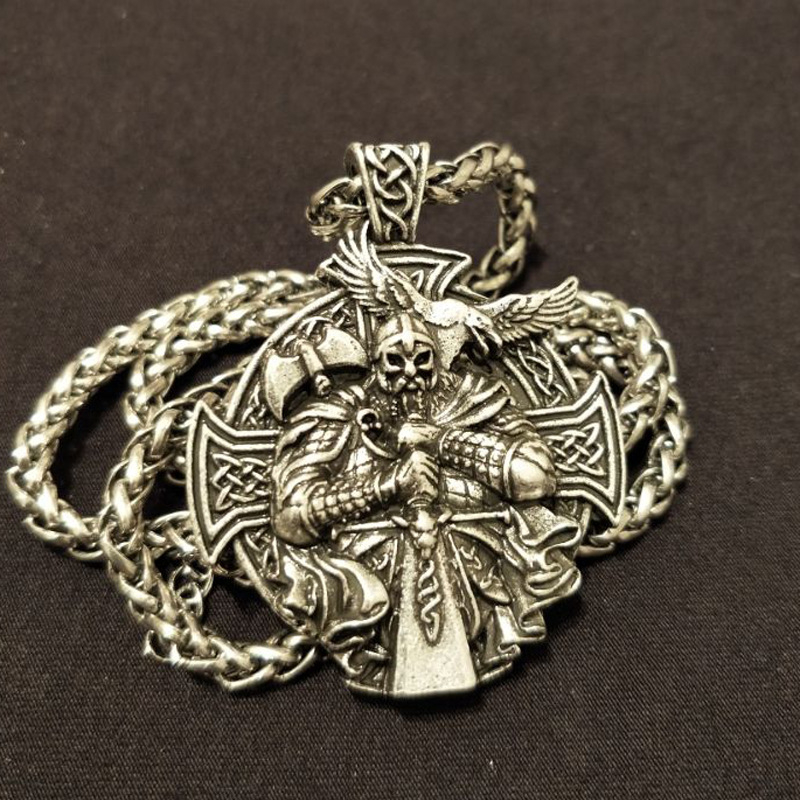 Vikinški Odin privjesak – ogrlica s motivom križa i vrane, nordijski stil, unisex