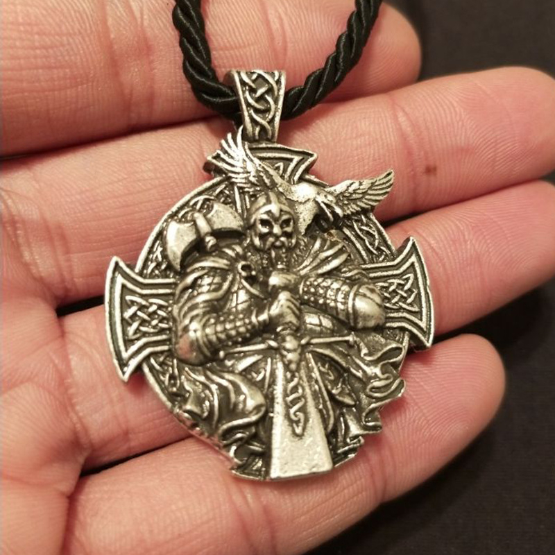 Vikinški Odin privjesak – ogrlica s motivom križa i vrane, nordijski stil, unisex