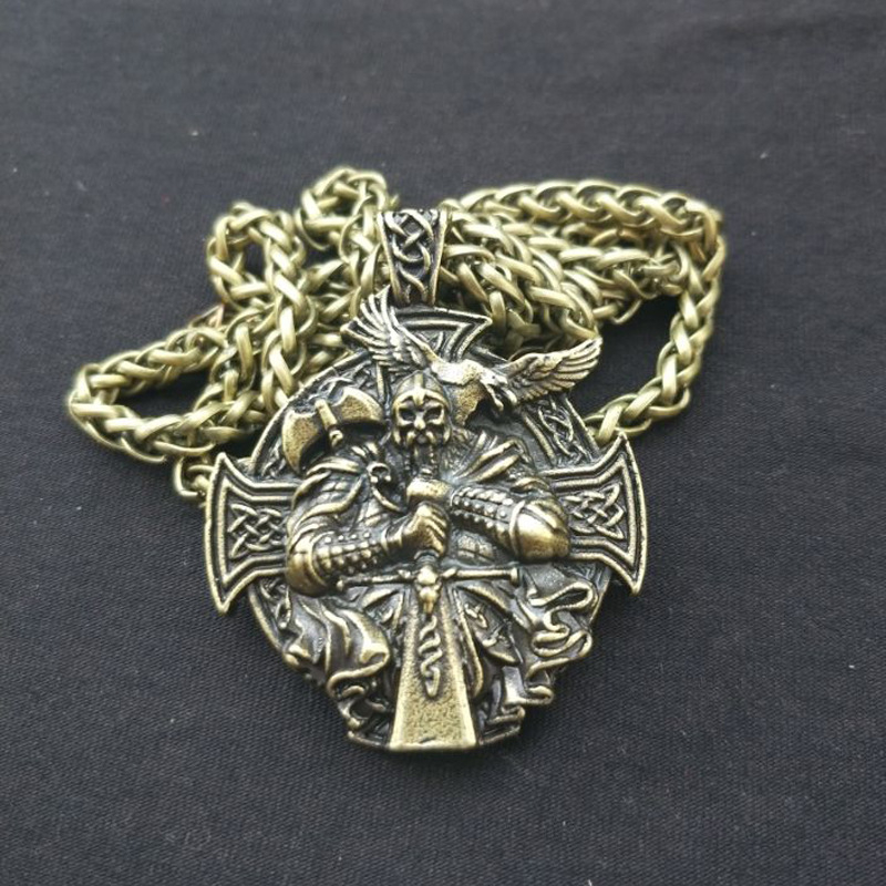 Vikinški Odin privjesak – ogrlica s motivom križa i vrane, nordijski stil, unisex
