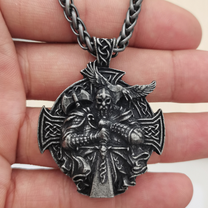 Vikinški Odin privjesak – ogrlica s motivom križa i vrane, nordijski stil, unisex