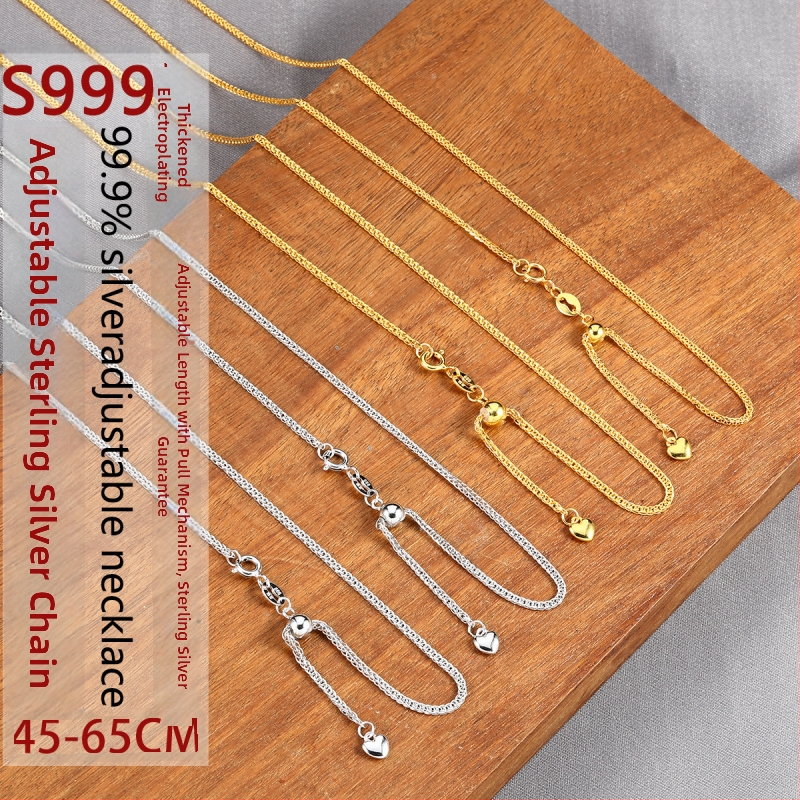 Nakit od srebra 999 s lancem Chopard, prilagodljiv dugi ogrlica za dekolte, srebrno premazan završetkom 18K zlata, za žene