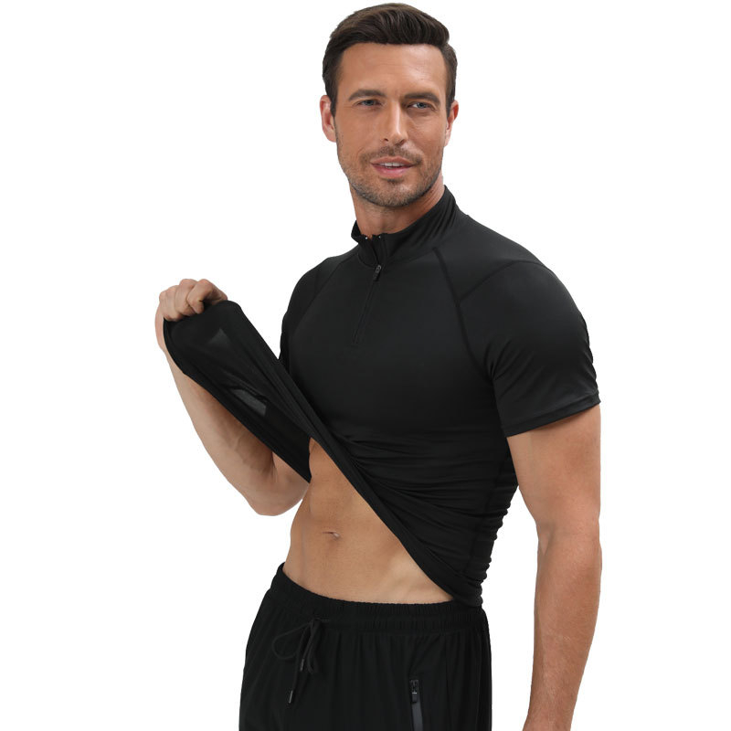 Uniszex hosszú ujjú gyorsan száradó sportos felső fél-zipzárral – fitness és futás készlet