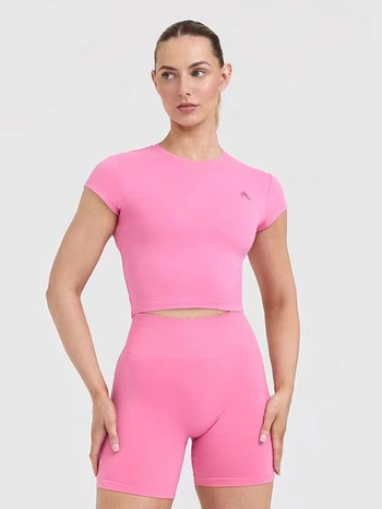Tricou de yoga pentru femei, foarte elastic, croială mulată, confortabil, mâneci scurte