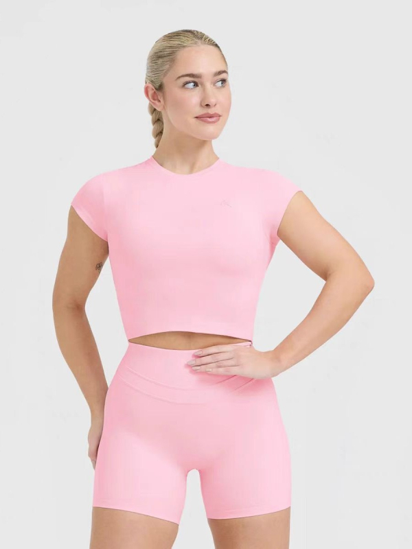 Tricou de yoga pentru femei, foarte elastic, croială mulată, confortabil, mâneci scurte