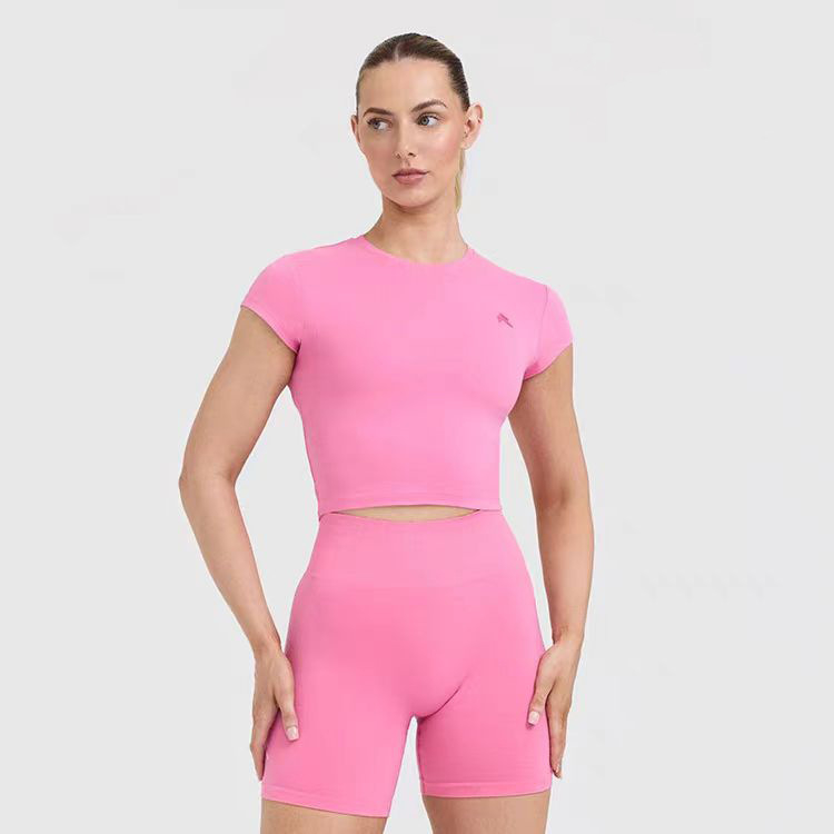 Tricou de yoga pentru femei, foarte elastic, croială mulată, confortabil, mâneci scurte