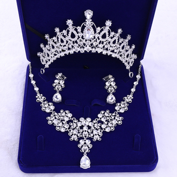 X001 Vjenčani set nakita za kosu: tiara, ogrlica i naušnice, euro-američki stil