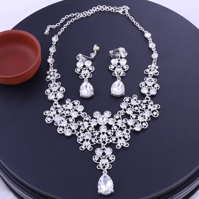 X001 Vjenčani set nakita za kosu: tiara, ogrlica i naušnice, euro-američki stil