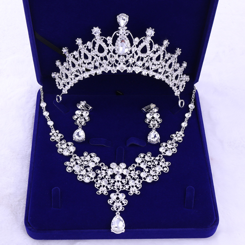 X001 Vjenčani set nakita za kosu: tiara, ogrlica i naušnice, euro-američki stil