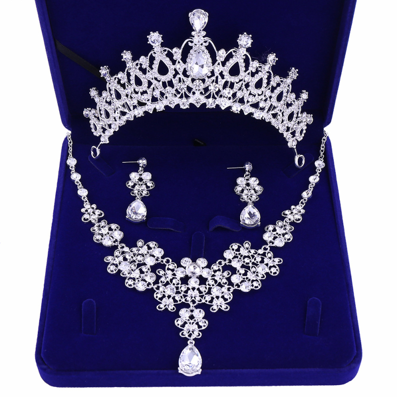 X001 Vjenčani set nakita za kosu: tiara, ogrlica i naušnice, euro-američki stil