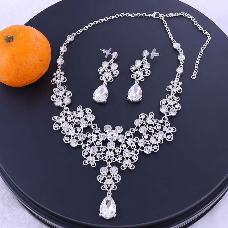 X001 Vjenčani set nakita za kosu: tiara, ogrlica i naušnice, euro-američki stil