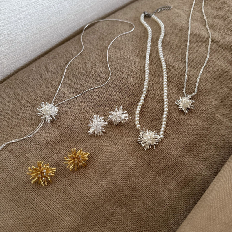 Set naušnica i biserno ogrlica s motivom vatrometa, dugi ogrlica, elegantan ženski nakit