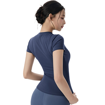 Keep Ball Top de yoga pentru femei, mâneci scurte, talie strânsă, siluetă subțire, tricou sport