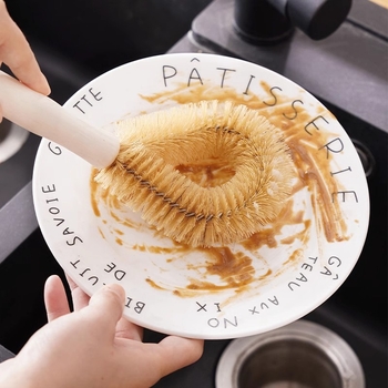 Četka za posuđe s dugom drškom i svinjskim dlačicama, kućna upotreba, može se objesiti za pohranu, sigurna za non-stick posuđe
