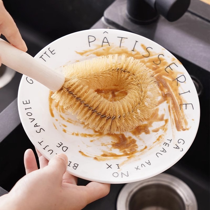 Četka za posuđe s dugom drškom i svinjskim dlačicama, kućna upotreba, može se objesiti za pohranu, sigurna za non-stick posuđe