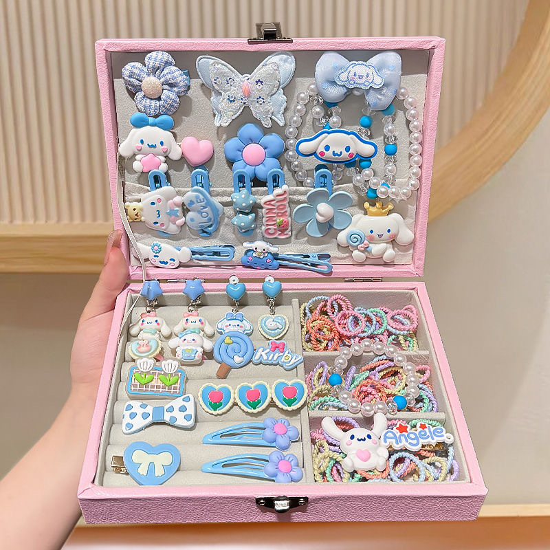Yugui Dog témájú gyermek hajkiegészítő készlet — hajcsat, hajgumik és karkötő lányoknak (3–10 évesek)