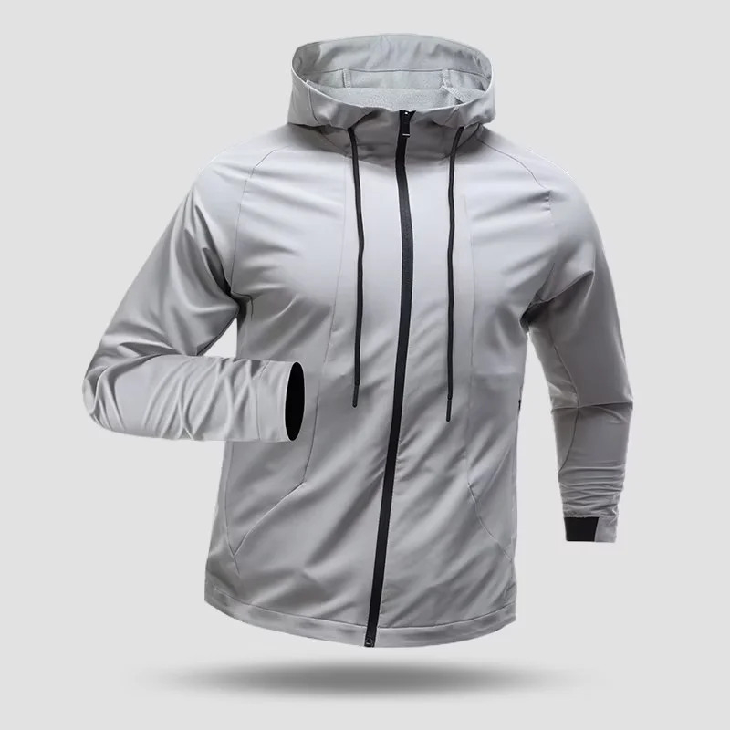 Tavaszi férfi kapucnis sportdzseki – egyszínű, lezser hoodie kültéri futáshoz és edzéshez