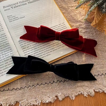 Dječja 3D baršunasta mašna za kosu s gornjim klipom, klasičan elegantan dodatak princezi
