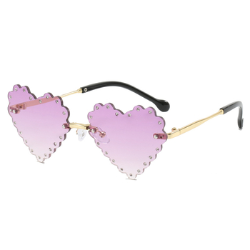 Dječje frameless metalne sunčane naočale s dijamantnim srcem, unisex, UV400 zaštita, za putovanja