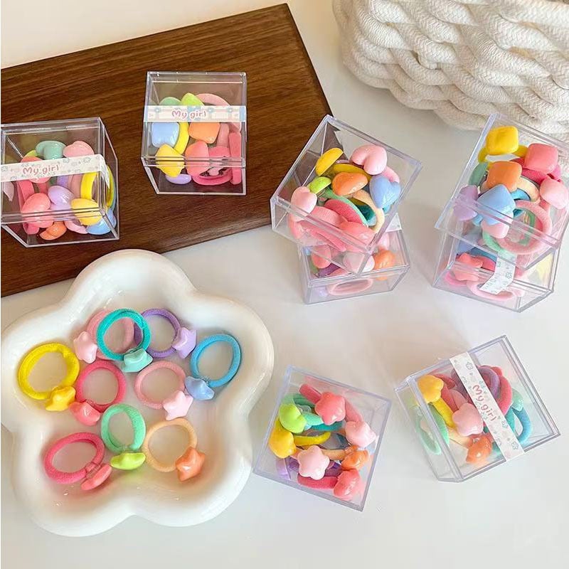 Koreai stílusú gyerek hajgumi, kíméletes a hajhoz, kis méret, macaron színek, tíz darabos készlet