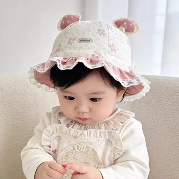 Slatka ribarska kapa s cvjetnim motivom i gljivicama za bebe i djecu do 2 godine, UV zaštita, za djevojčice, stil princeze, korejski stil