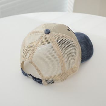 Dječja baseball kapa s izvezenim slovom H – zakrivljeni rub, prozračna mreža, unisex, pamuk, uzrast 2–6 godina