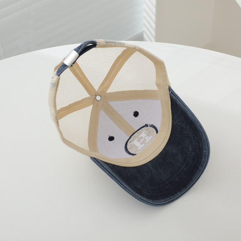 Dječja baseball kapa s izvezenim slovom H – zakrivljeni rub, prozračna mreža, unisex, pamuk, uzrast 2–6 godina