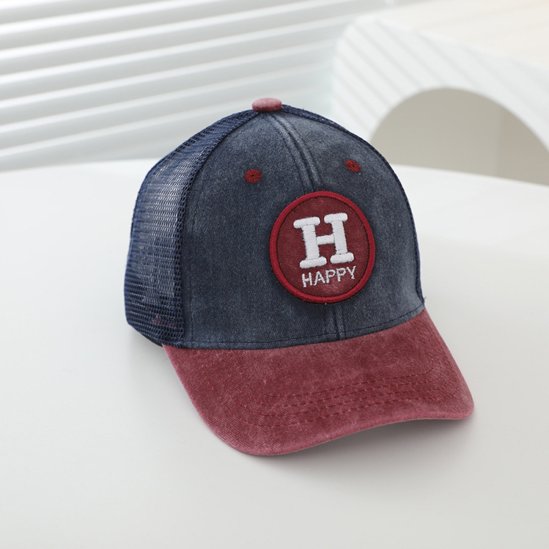 Dječja baseball kapa s izvezenim slovom H – zakrivljeni rub, prozračna mreža, unisex, pamuk, uzrast 2–6 godina