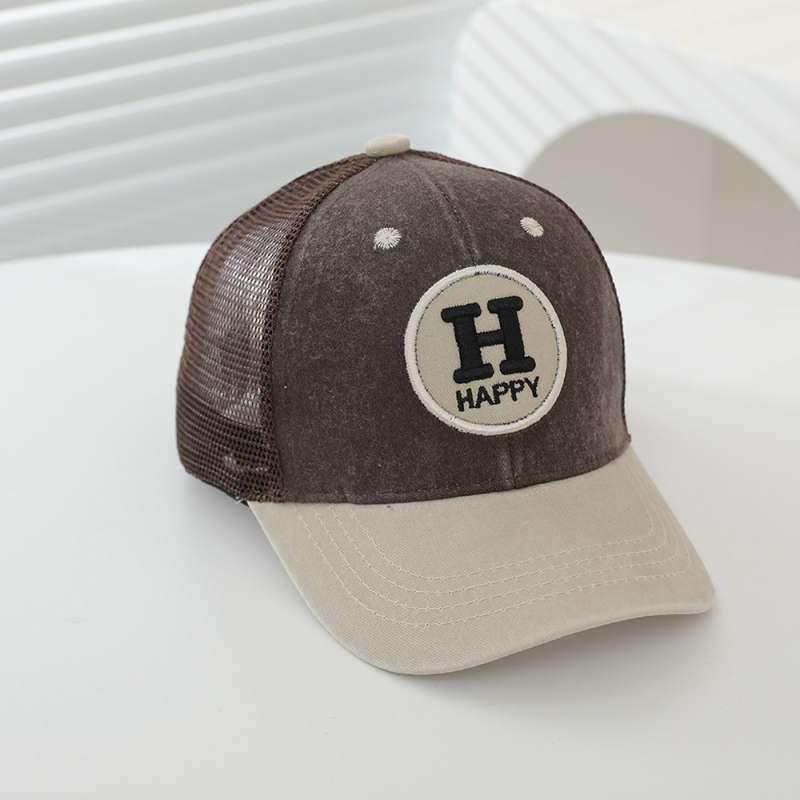 Dječja baseball kapa s izvezenim slovom H – zakrivljeni rub, prozračna mreža, unisex, pamuk, uzrast 2–6 godina