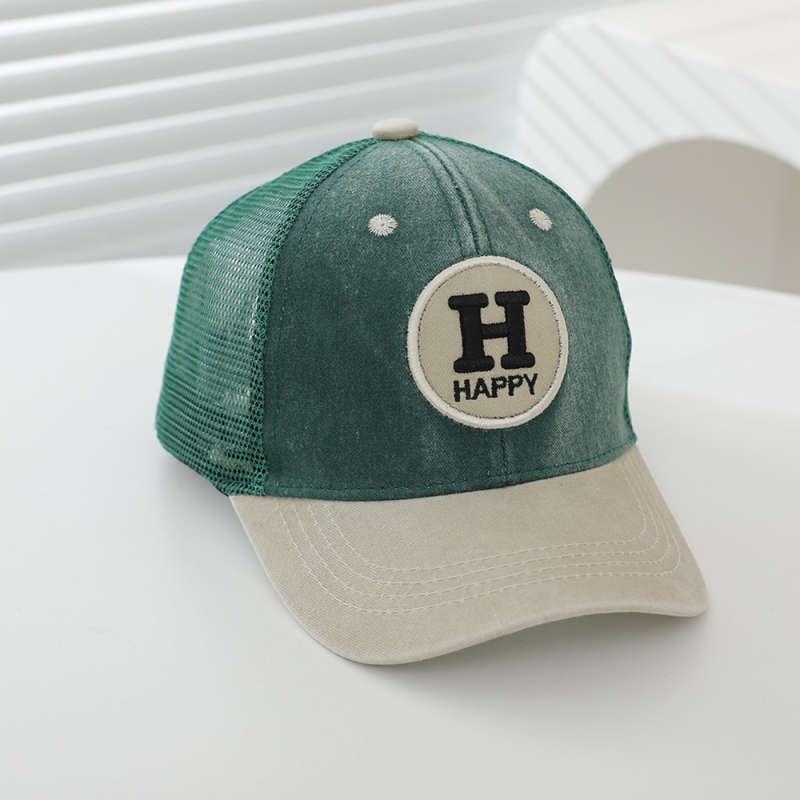 Dječja baseball kapa s izvezenim slovom H – zakrivljeni rub, prozračna mreža, unisex, pamuk, uzrast 2–6 godina